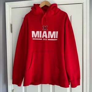 Fanatics Red Miami Dad University  Fleece Cotton Blend Hoodie 2XL